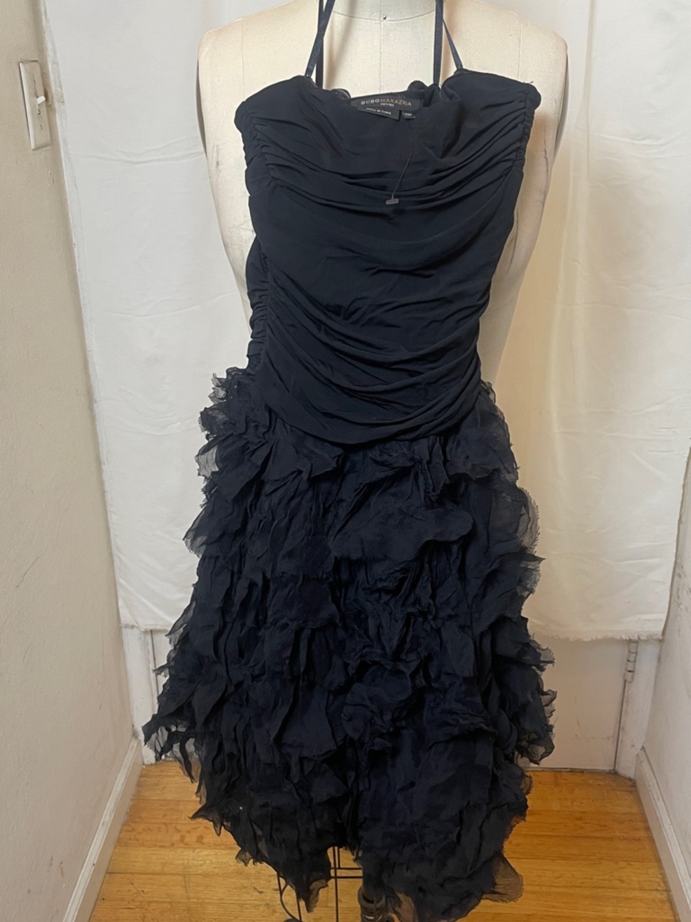 BCBGMaxAzria Black Strapless Ruffled Cocktail Dress - Picture 2 of 13